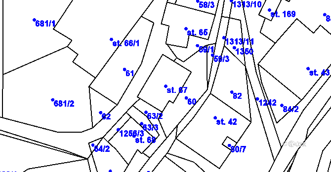 Parcela st. 67 v KÚ Žďárec u Skutče, Katastrální mapa