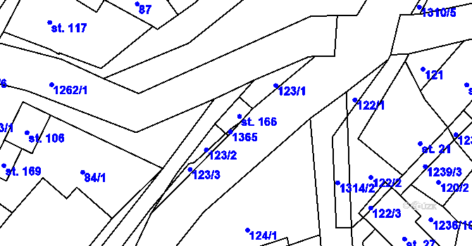 Parcela st. 166 v KÚ Žďárec u Skutče, Katastrální mapa