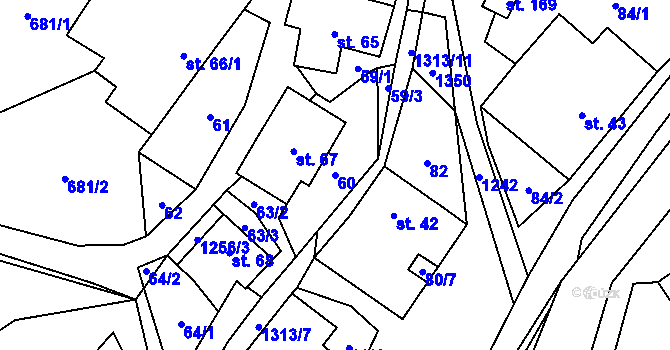 Parcela st. 60 v KÚ Žďárec u Skutče, Katastrální mapa