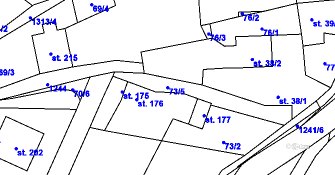 Parcela st. 73/5 v KÚ Žďárec u Skutče, Katastrální mapa