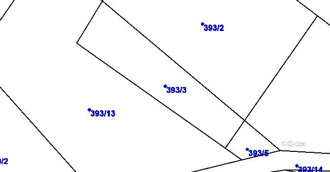 Parcela st. 393/3 v KÚ Žďárec u Skutče, Katastrální mapa