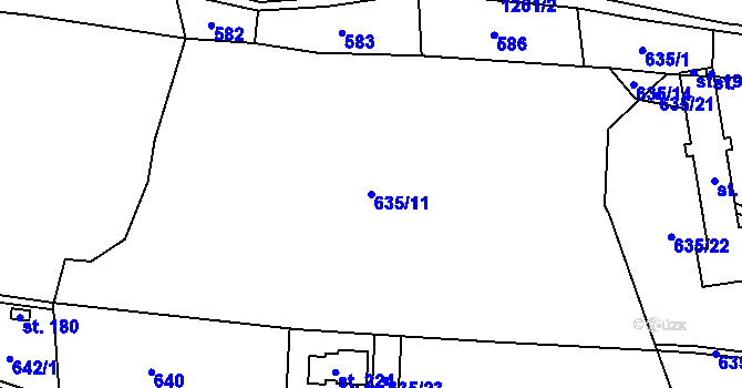 Parcela st. 635/11 v KÚ Žďárec u Skutče, Katastrální mapa