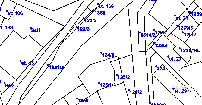 Parcela st. 124/1 v KÚ Žďárec u Skutče, Katastrální mapa