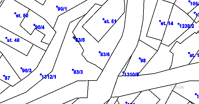 Parcela st. 83/6 v KÚ Žďárec u Skutče, Katastrální mapa