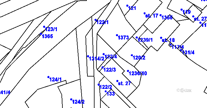 Parcela st. 122/4 v KÚ Žďárec u Skutče, Katastrální mapa