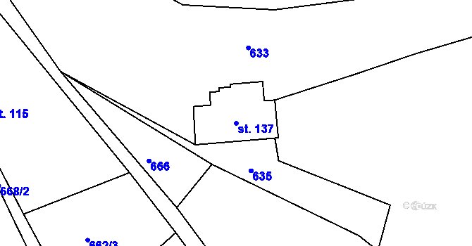 Parcela st. 137 v KÚ Žďárky, Katastrální mapa