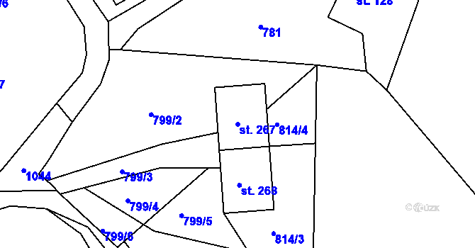 Parcela st. 267 v KÚ Žďárky, Katastrální mapa