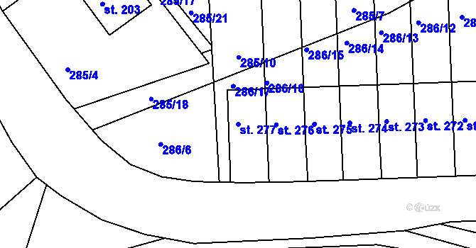 Parcela st. 277 v KÚ Žďárky, Katastrální mapa