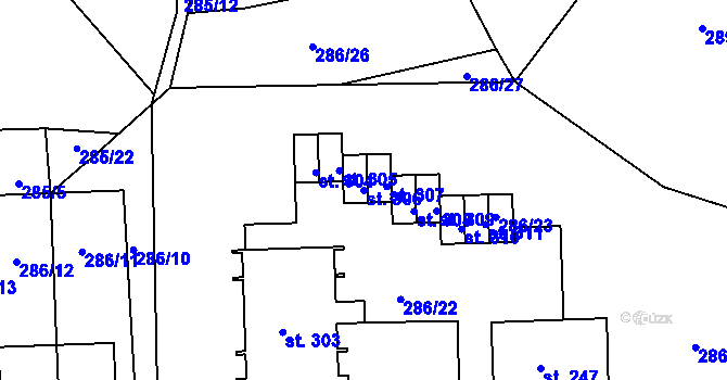 Parcela st. 306 v KÚ Žďárky, Katastrální mapa