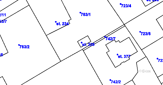 Parcela st. 329 v KÚ Žďárky, Katastrální mapa