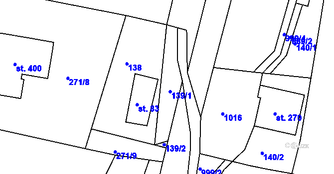 Parcela st. 139 v KÚ Žďárky, Katastrální mapa