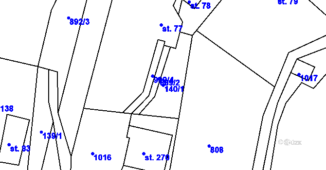 Parcela st. 140/1 v KÚ Žďárky, Katastrální mapa