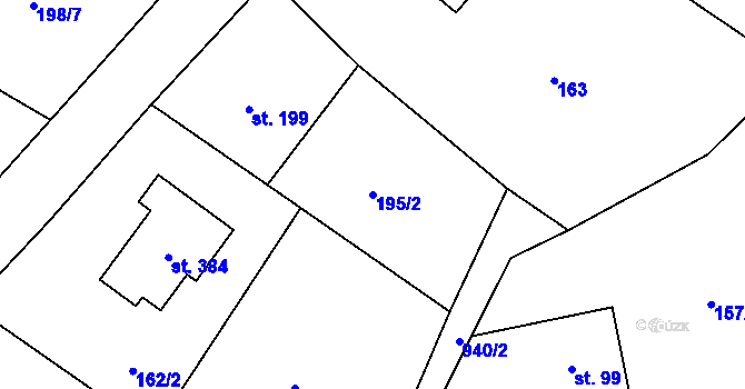 Parcela st. 195/2 v KÚ Žďárky, Katastrální mapa