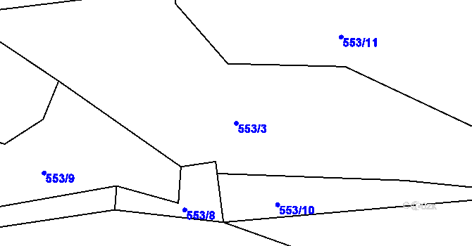 Parcela st. 553/3 v KÚ Žďárky, Katastrální mapa