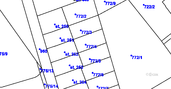 Parcela st. 772/4 v KÚ Žďárky, Katastrální mapa