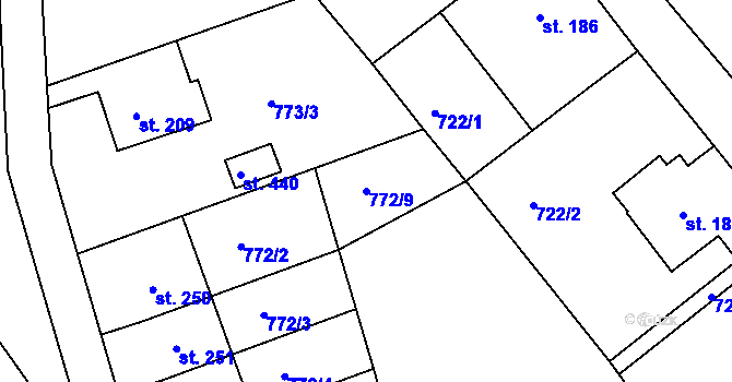 Parcela st. 772/9 v KÚ Žďárky, Katastrální mapa