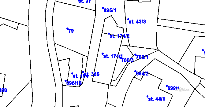 Parcela st. 174/1 v KÚ Žďárky, Katastrální mapa