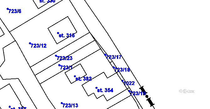 Parcela st. 723/17 v KÚ Žďárky, Katastrální mapa