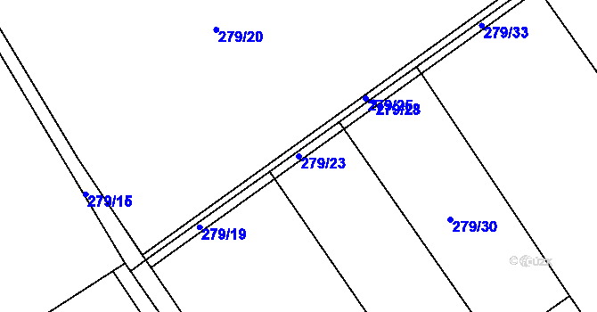 Parcela st. 279/23 v KÚ Žďárky, Katastrální mapa