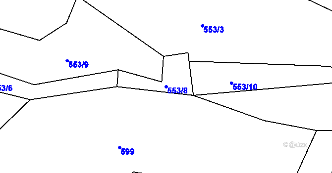 Parcela st. 553/8 v KÚ Žďárky, Katastrální mapa