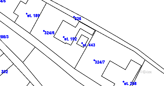 Parcela st. 443 v KÚ Žďárky, Katastrální mapa