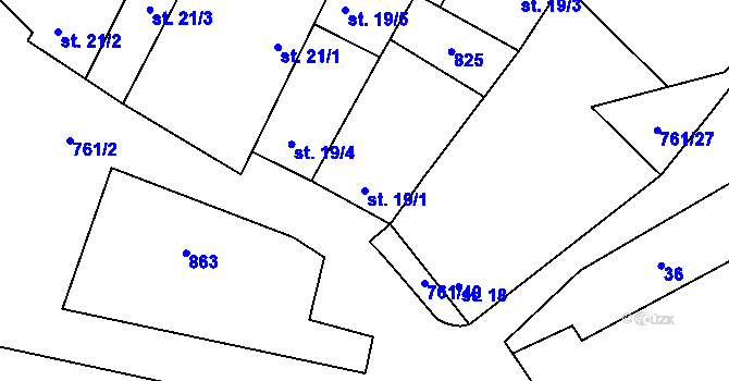 Parcela st. 19/1 v KÚ Žďárná, Katastrální mapa