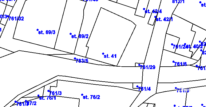 Parcela st. 41 v KÚ Žďárná, Katastrální mapa