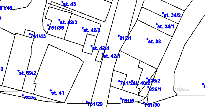 Parcela st. 42/1 v KÚ Žďárná, Katastrální mapa