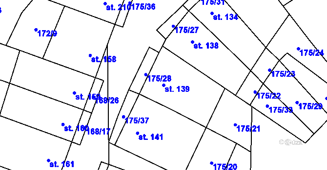 Parcela st. 139 v KÚ Žďárná, Katastrální mapa