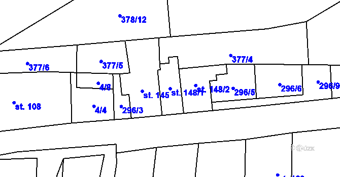 Parcela st. 148/1 v KÚ Žďárná, Katastrální mapa