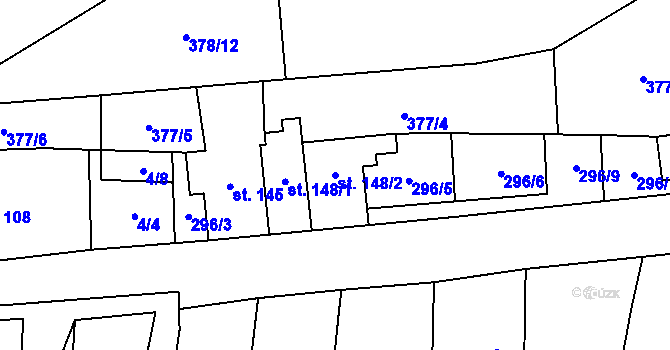 Parcela st. 148/2 v KÚ Žďárná, Katastrální mapa