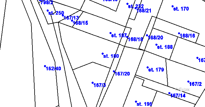 Parcela st. 180 v KÚ Žďárná, Katastrální mapa