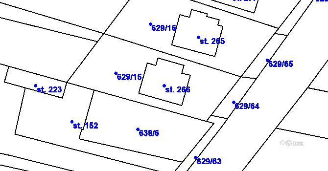 Parcela st. 266 v KÚ Žďárná, Katastrální mapa