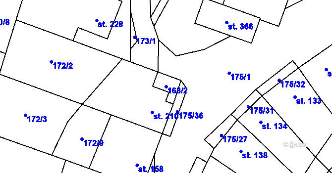 Parcela st. 168/2 v KÚ Žďárná, Katastrální mapa