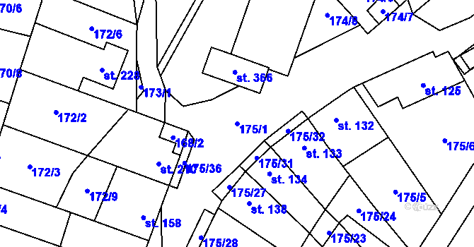 Parcela st. 175/1 v KÚ Žďárná, Katastrální mapa