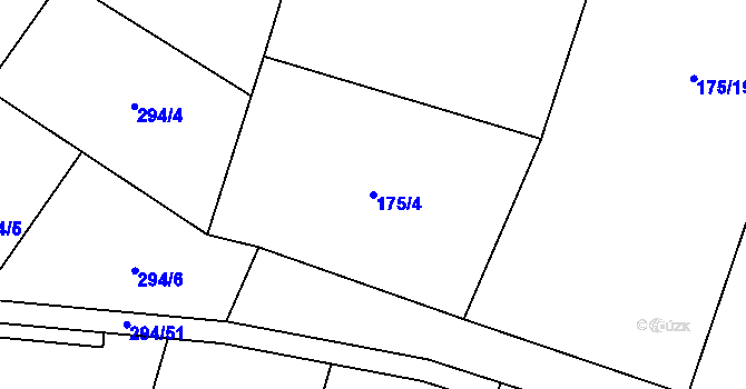 Parcela st. 175/4 v KÚ Žďárná, Katastrální mapa