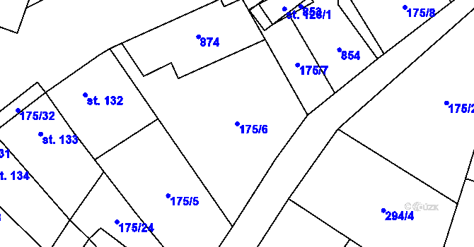 Parcela st. 175/6 v KÚ Žďárná, Katastrální mapa