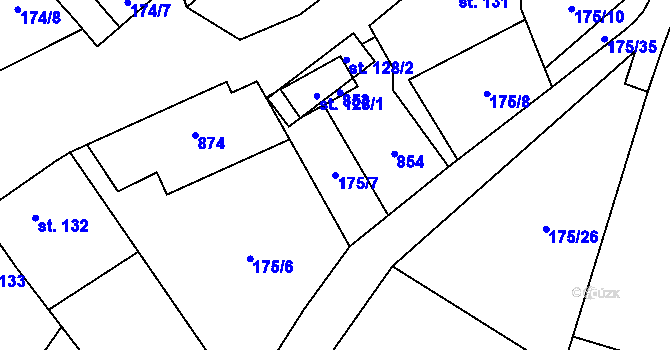 Parcela st. 175/7 v KÚ Žďárná, Katastrální mapa