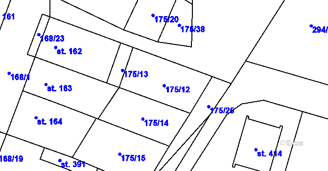 Parcela st. 175/12 v KÚ Žďárná, Katastrální mapa