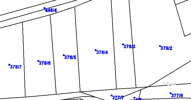 Parcela st. 378/4 v KÚ Žďárná, Katastrální mapa
