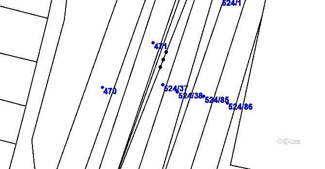 Parcela st. 524/37 v KÚ Žďárná, Katastrální mapa