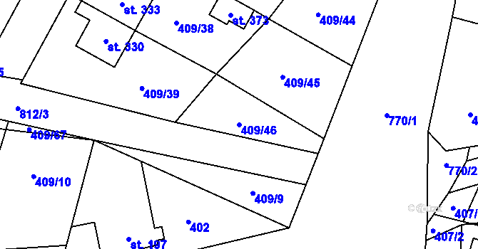 Parcela st. 409/46 v KÚ Žďárná, Katastrální mapa
