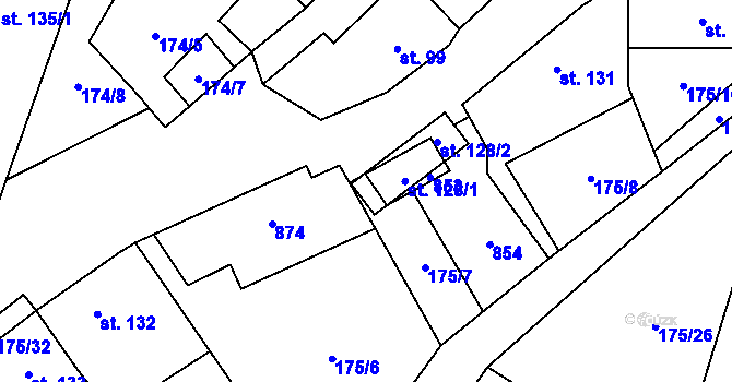 Parcela st. 128/3 v KÚ Žďárná, Katastrální mapa