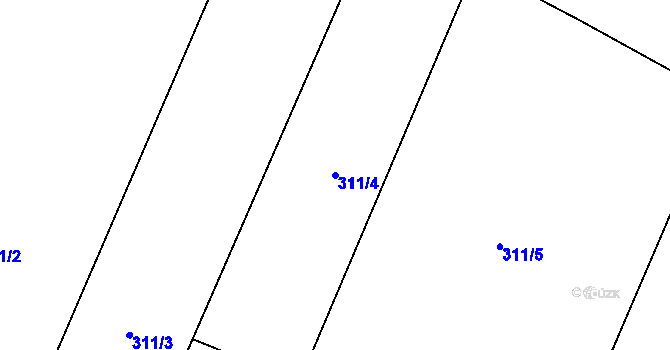 Parcela st. 311/4 v KÚ Žďárná, Katastrální mapa