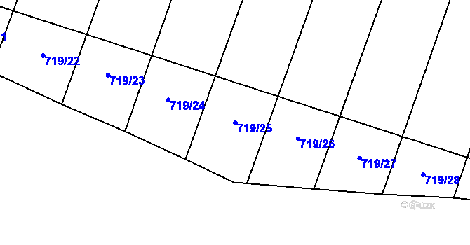 Parcela st. 719/25 v KÚ Žďárná, Katastrální mapa