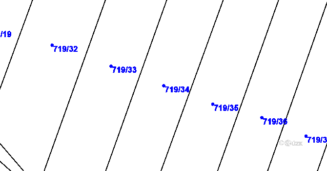 Parcela st. 719/34 v KÚ Žďárná, Katastrální mapa