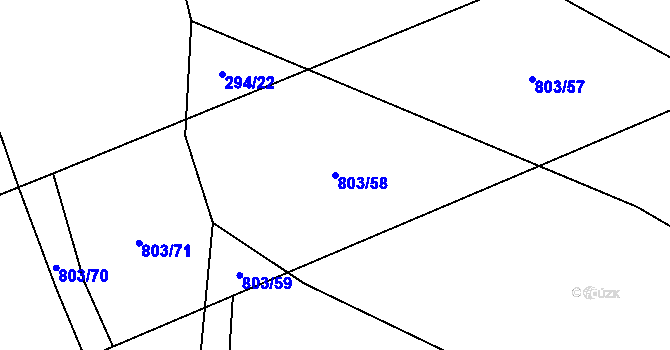 Parcela st. 803/58 v KÚ Žďárná, Katastrální mapa