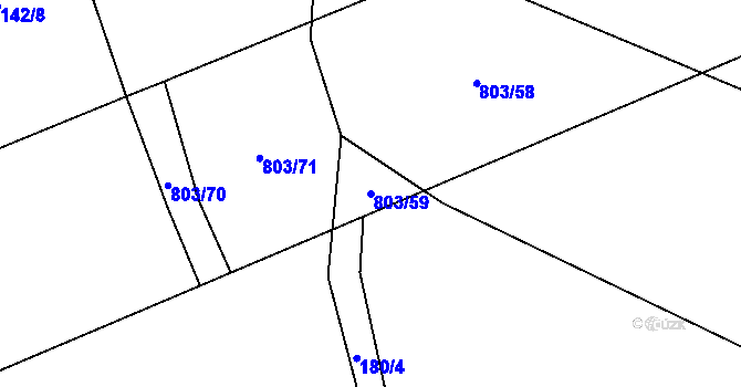 Parcela st. 803/59 v KÚ Žďárná, Katastrální mapa