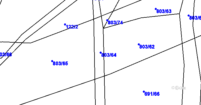 Parcela st. 803/64 v KÚ Žďárná, Katastrální mapa