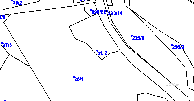 Parcela st. 2 v KÚ Smederov, Katastrální mapa